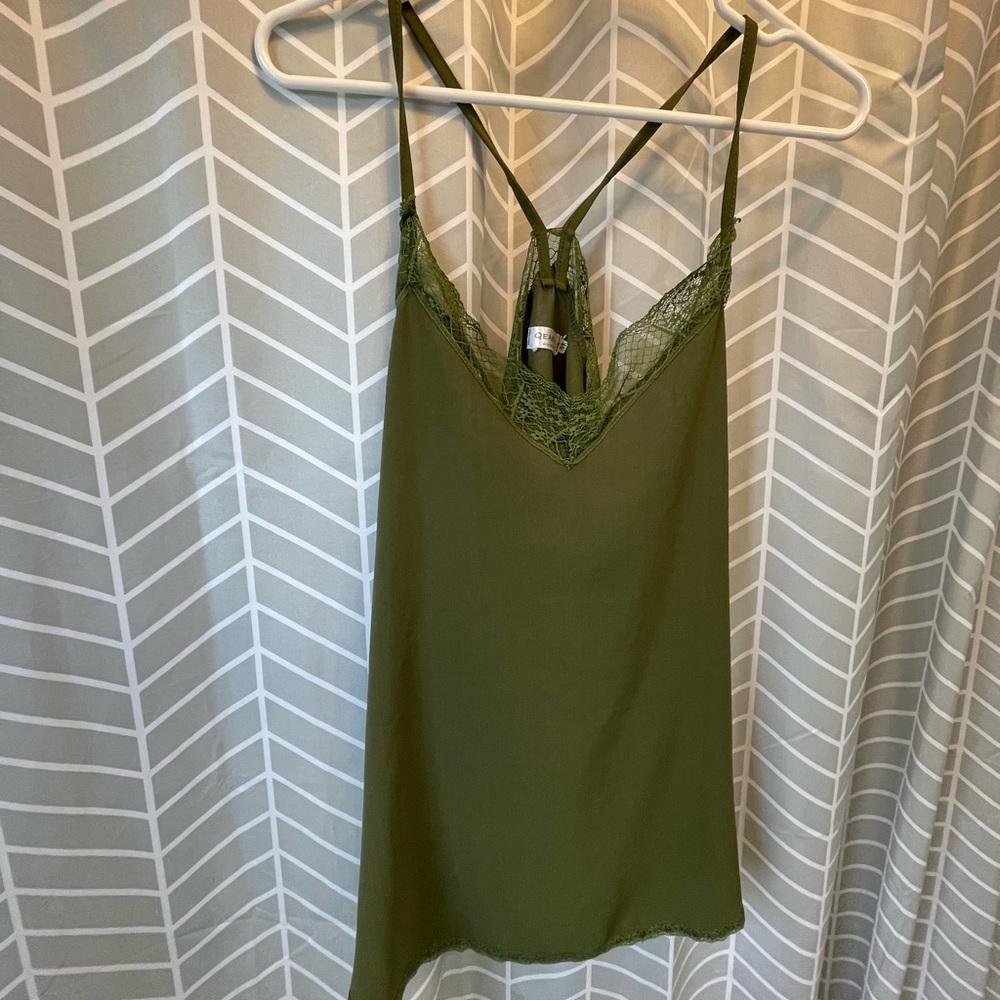 Green lace tank